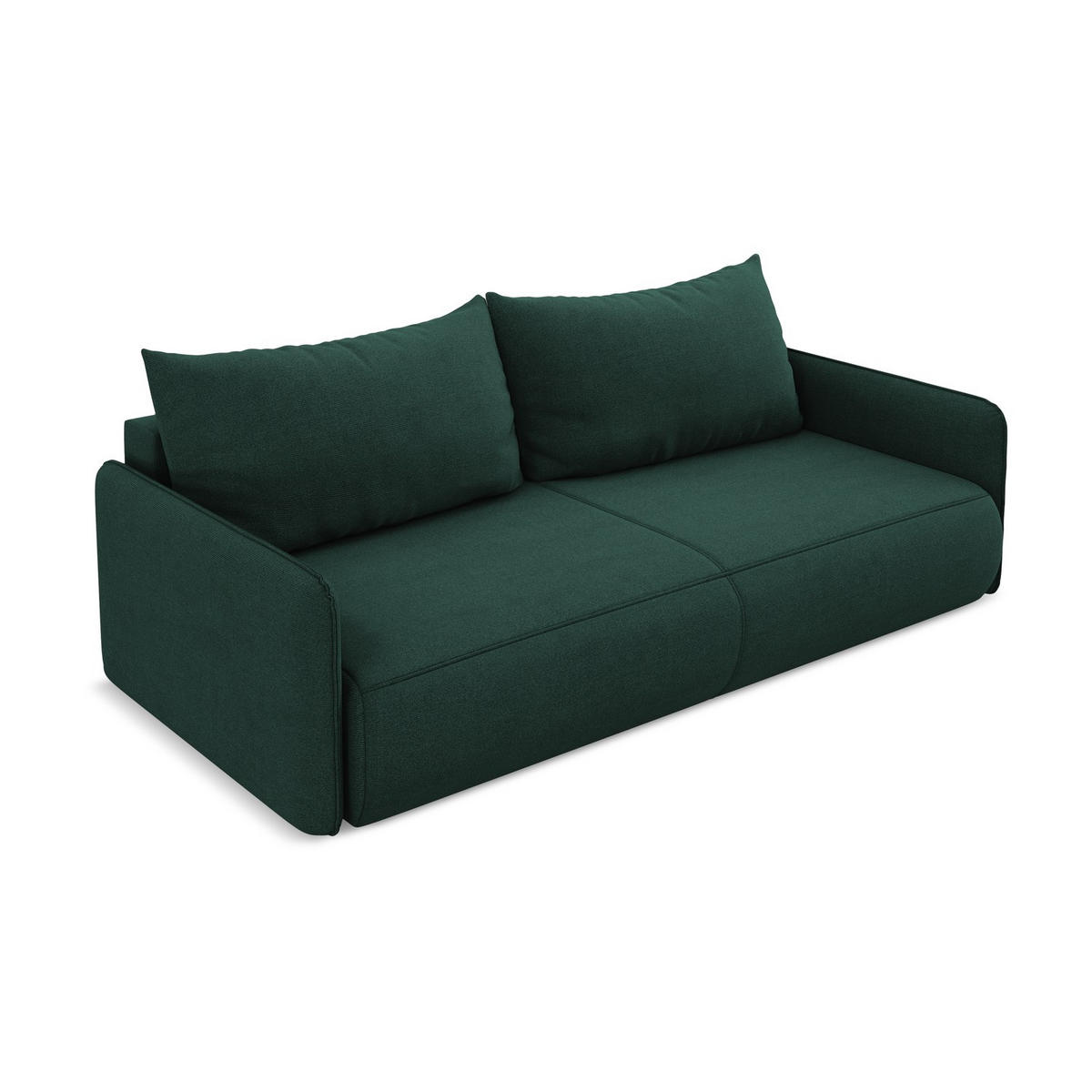 3-SITZER SOFA mit Schlaffunktion Strukturstoff Stoff Grün - Dunkelgrün/Schwarz, Kunststoff/Textil (216/86/105cm) - LaMiaSofa