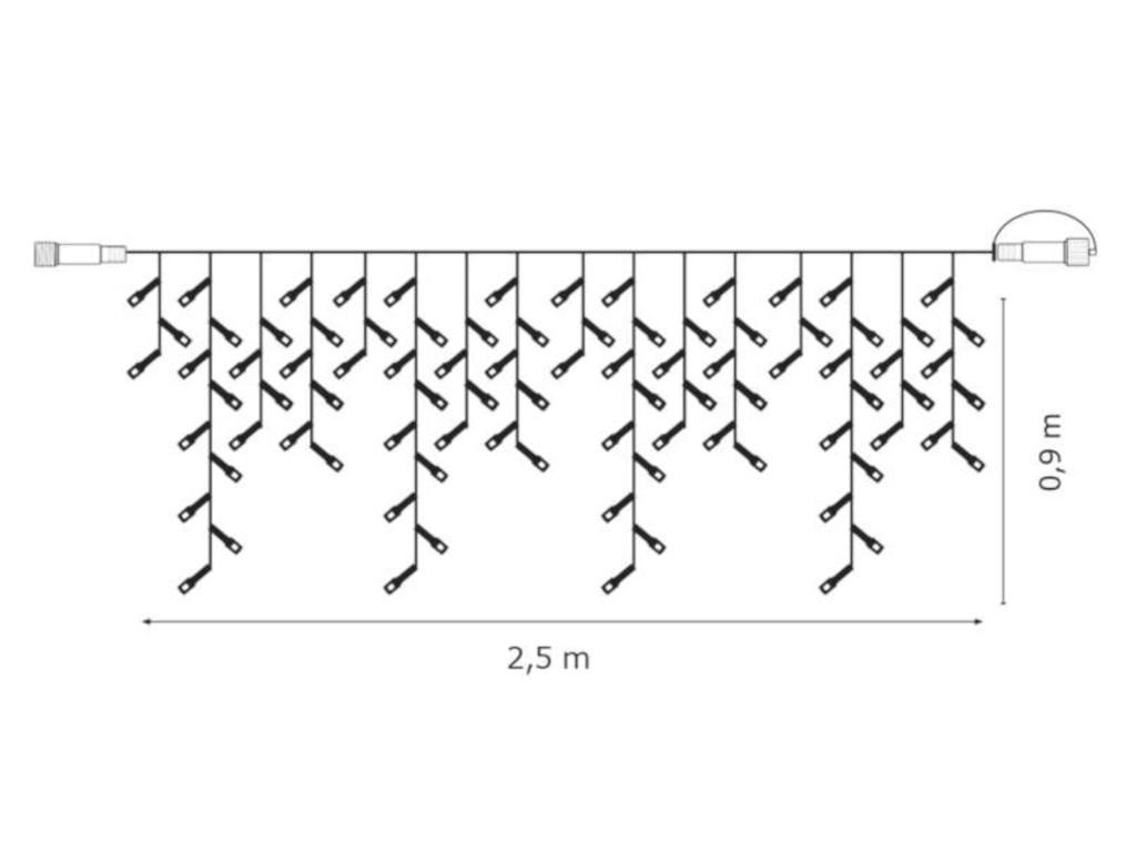 LED-LICHTERKETTE mit Lichtvorhang WARMWEISS 2,5 × 0,9 m - STANDARD - koppelbar - Gelb/Weiß, Kunststoff (250cm) - LAALU
