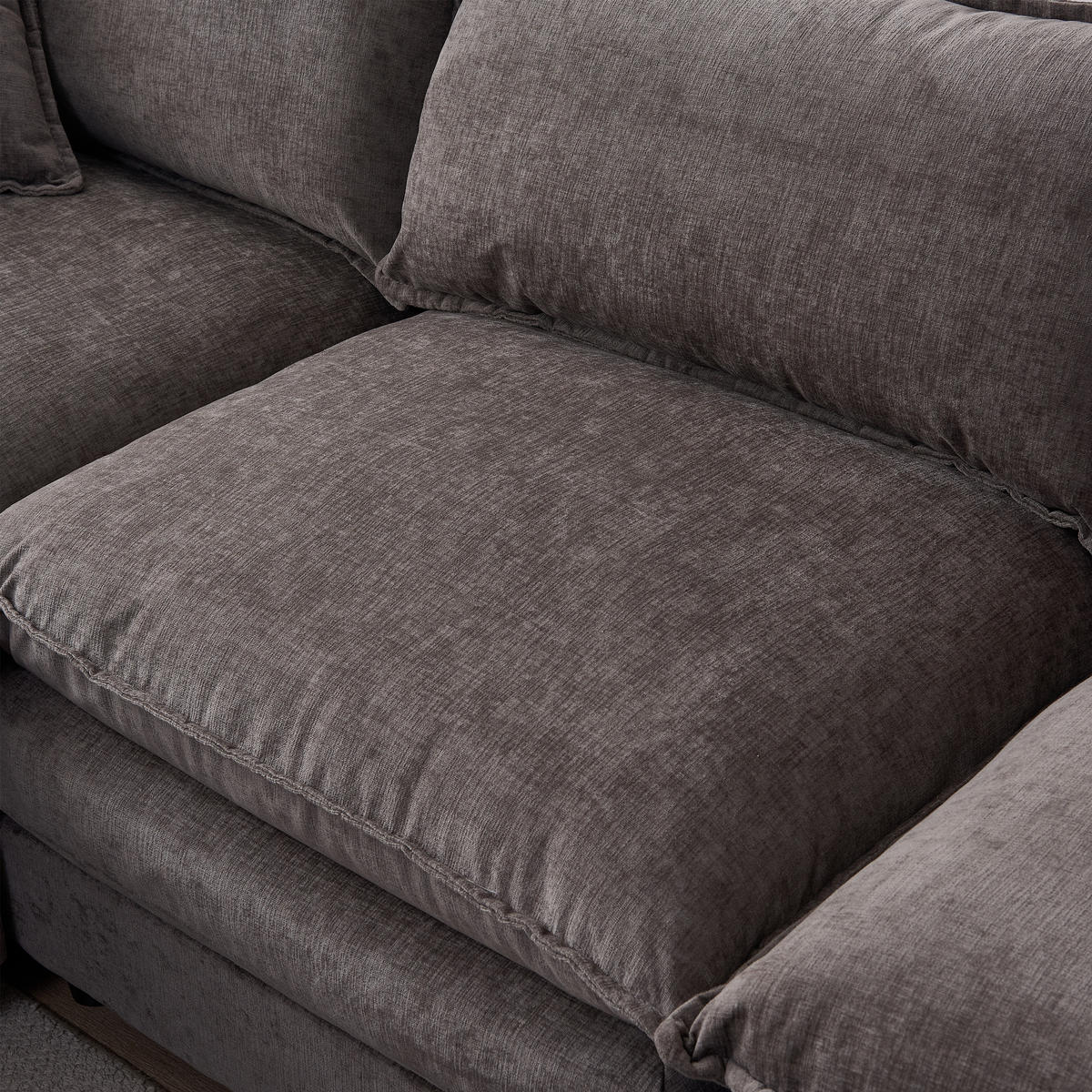 L-FÖRMIGES ECKSOFA Grau 267/154/85 cm 3-Sitzer Modular mit Chenillebezug - Grau, Textil (267/154cm) - PANGIVO