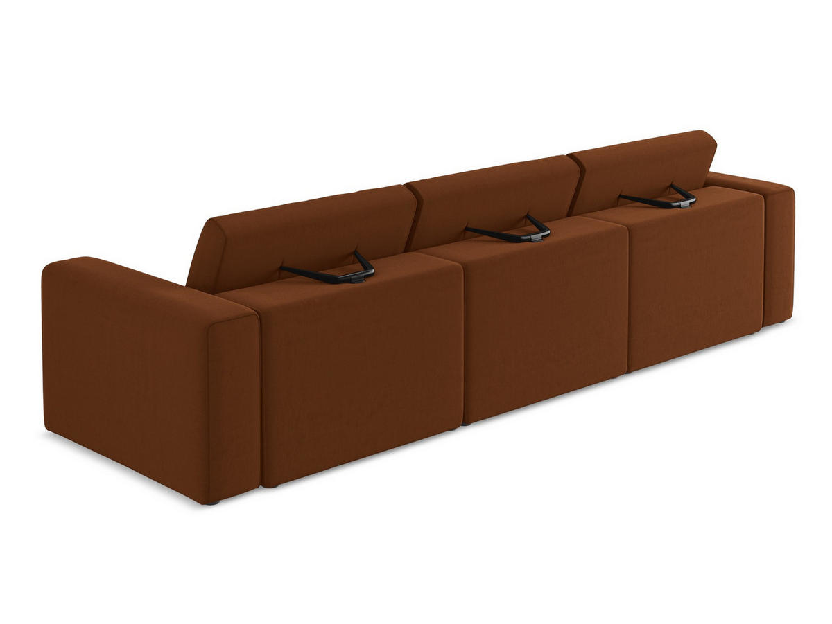 4-SITZER-SOFA Samt Stoff Orange - Rot/Terra cotta, Kunststoff/Textil (314/80/103cm) - Makamii