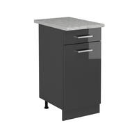 KÜCHENUNTERSCHRANK R-Line Anthrazit Hochglanz 40 cm AP Marmor - Schwarz Hochglanz/Anthrazit, Holzwerkstoff (40/81.6/60cm) - Vicco
