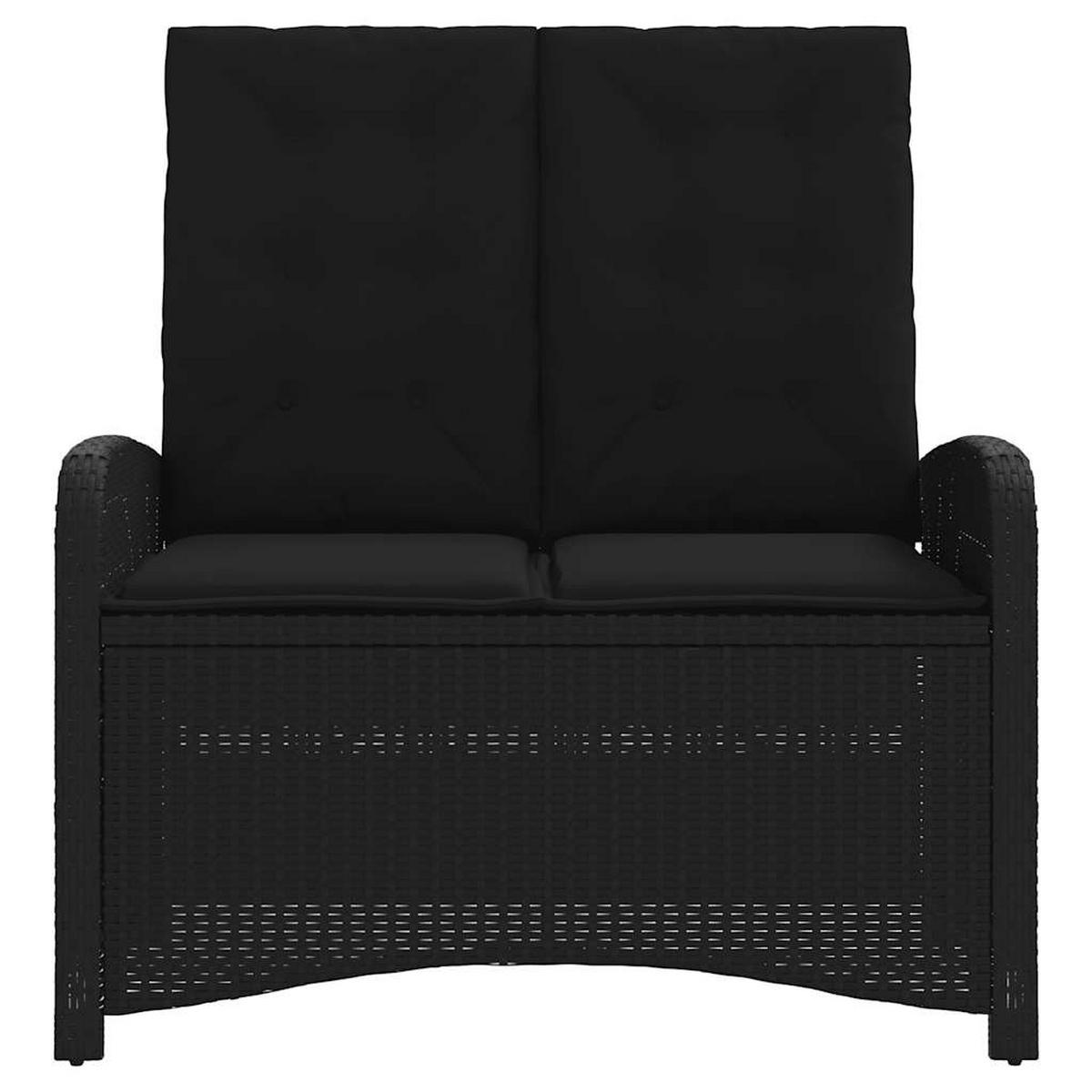 GARTENBANK Verstellbar Mit Kissen Schwarz Poly Rattan - Schwarz, Kunststoff (105/93/59cm) - vidaXL