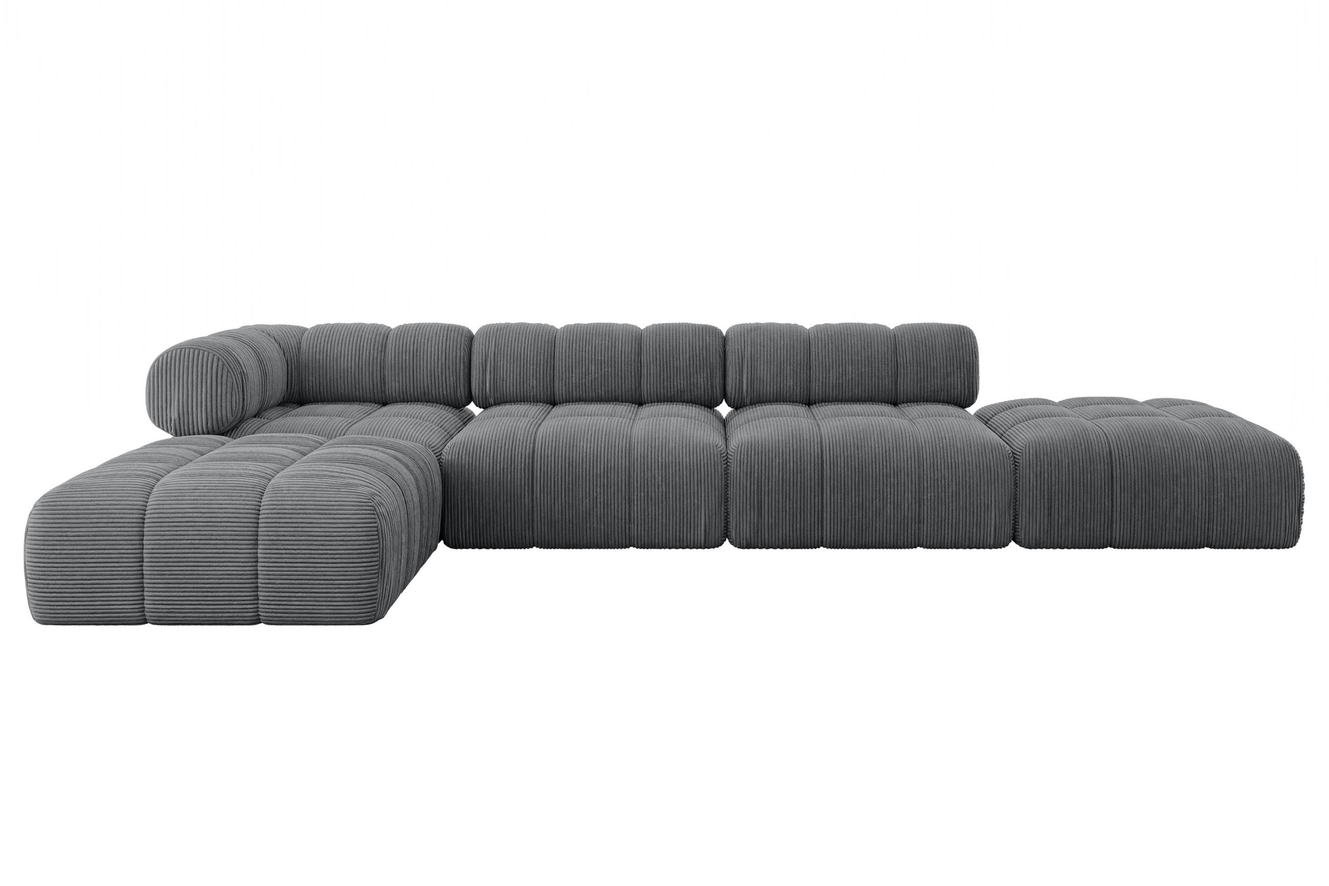 ECKSOFA modulares Sofa Kerru-L2 - 380x190x70 cm Dunkelgrau Cord - Dunkelgrau, Holzwerkstoff/Textil (380/190cm) - ALTDECOR