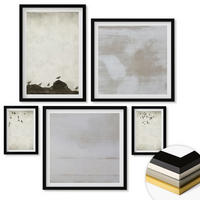 WANDBILDER 5er-Set - 50x50 cm & 20x30 cm & 40x60 cm Schwarzer Rahmen - Textur eines Vogelschwarms - Schwarz, Kunststoff (40/60cm) - ArtPrintCave