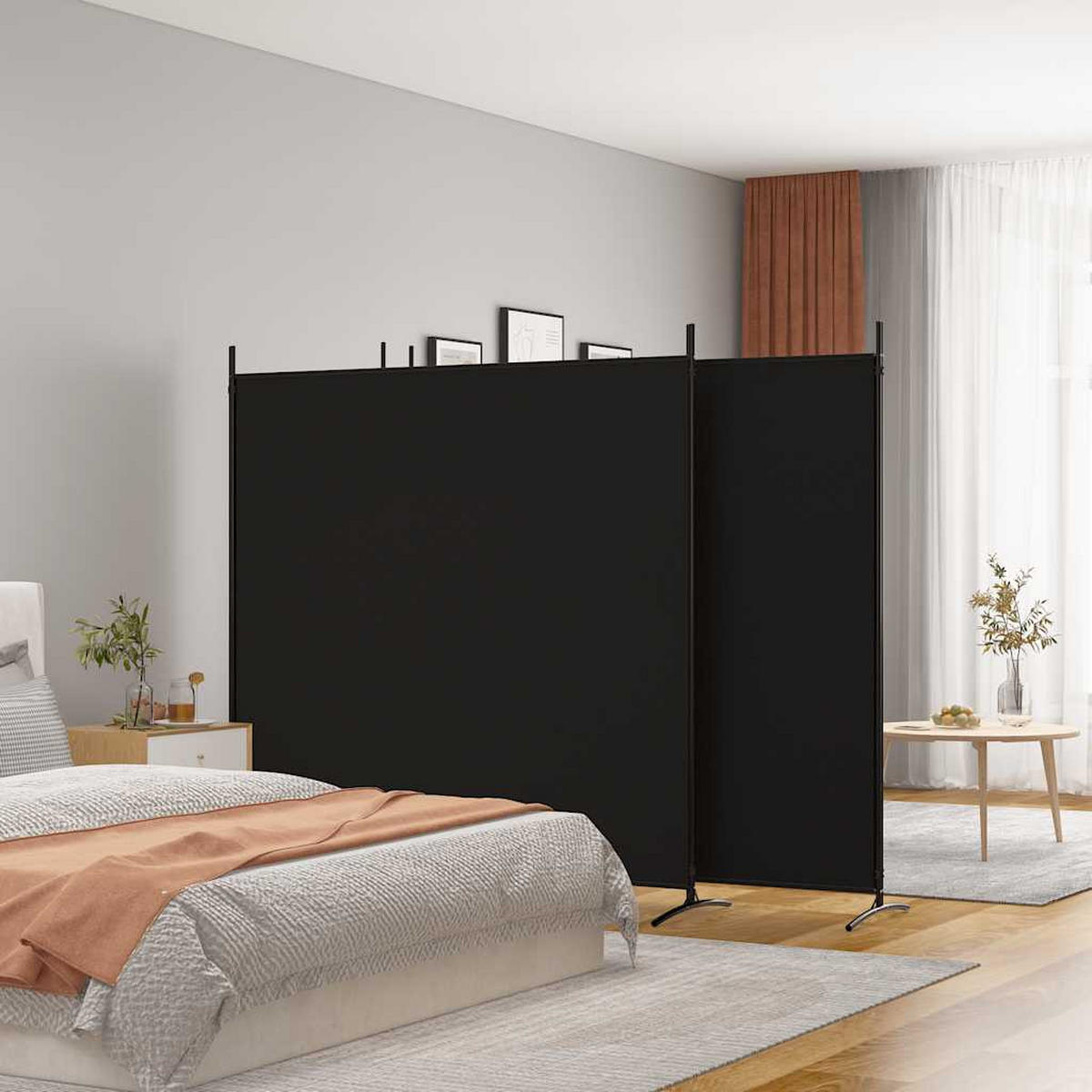 PARAVENT 4-teilig Schwarz 698/180 Cm Stoff - Schwarz, Textil (698/180/0.1cm) - vidaXL