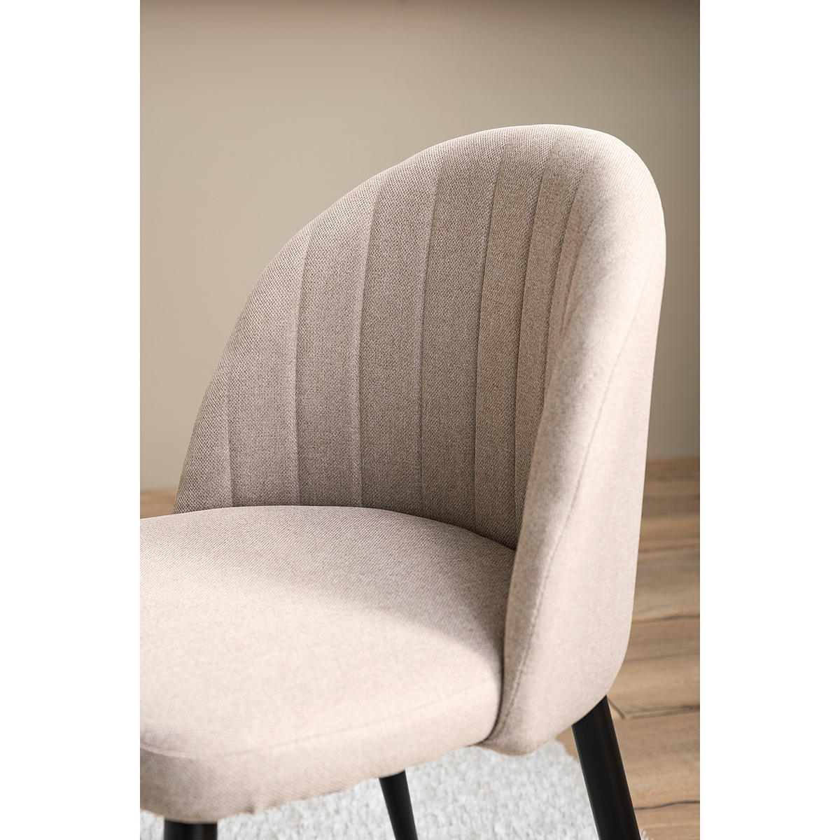 POLSTERSTUHL - 2er-Set - Webstoff / Eisen - Beige, Textil/Metall (49/81/51cm) - home24