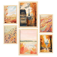 POSTER Set Mit 6 Pariser Außenbezüge In Damenplakat A3 & A4 Rahmen Aus Hellem Holz - Beige, Papier (29/3cm) - Nacnic