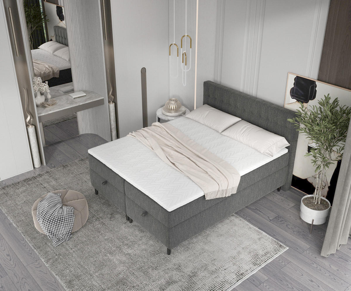 BOXBETT Milo Schwarz 160/200 cm - Schwarz, Holz/Holzwerkstoff (160/200cm) - Maison de Reve