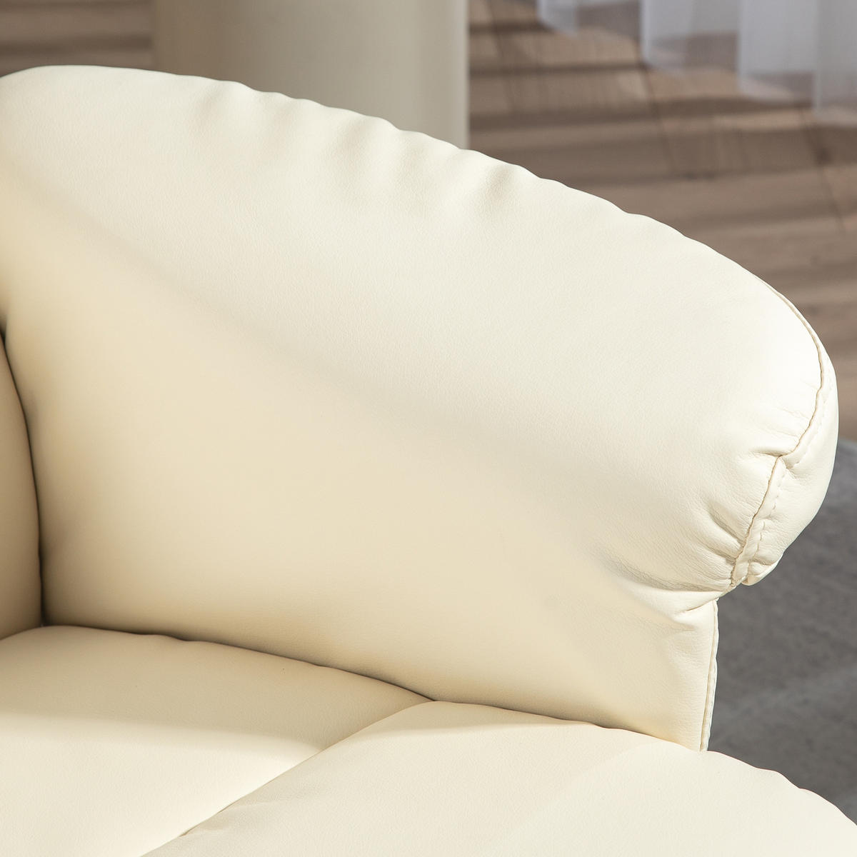 RELAXSESSEL DE-07525 145° neigbar & 360° drehbar mit Hocker Cremeweiß - Creme, Holz (86/99/80cm) - ComfortXL