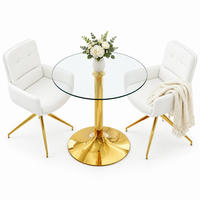 ESSZIMMER-SET 3-tlg. 85 cm Transparent Weiß-Gold - Weiß, Metall (85/76/85cm) - Meubliv