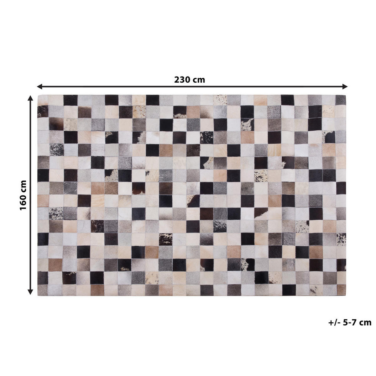 KURZFLOR-TEPPICH Rize 230/160 cm - Multicolor, Fell (160/230cm) - Beliani