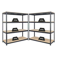 SCHWERLASTREGAL Bison 2er-Set mit 2x 200x180x60 cm 4 Fachböden Fachlast 600 kg Schwarz - Schwarz, Metall (360/200/60cm) - PROREGAL