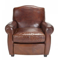 CHESTERFIELD-STIL Sessel aus braunem Vollnarbenleder Moustache - Braun, Textil (83/82/86cm) - Signature