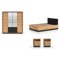SCHLAFZIMMER-SET 4-teilig Urso Gold Craft Eiche / Schwarz - Schwarz/Braun, Holz/Holzwerkstoff (140/200cm) - Feldmann-Wohnen
