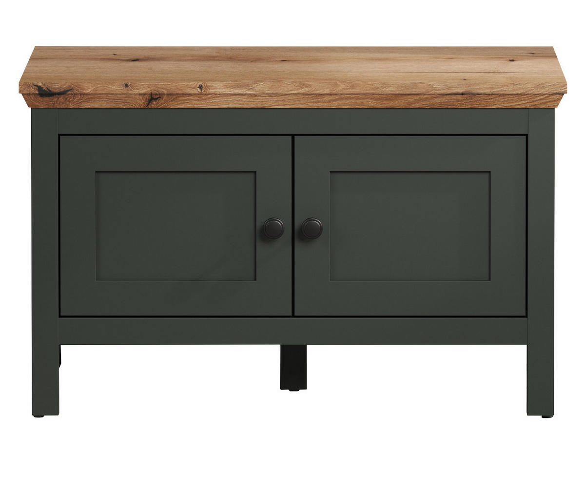 GARDEROBENBANK grün, Evoke Eiche Landhaus 77 x 48 cm, Sitzbank mit Stauraum - Eichefarben/Schwarz, Holzwerkstoff/Kunststoff (77/48/39cm) - Top.Furn