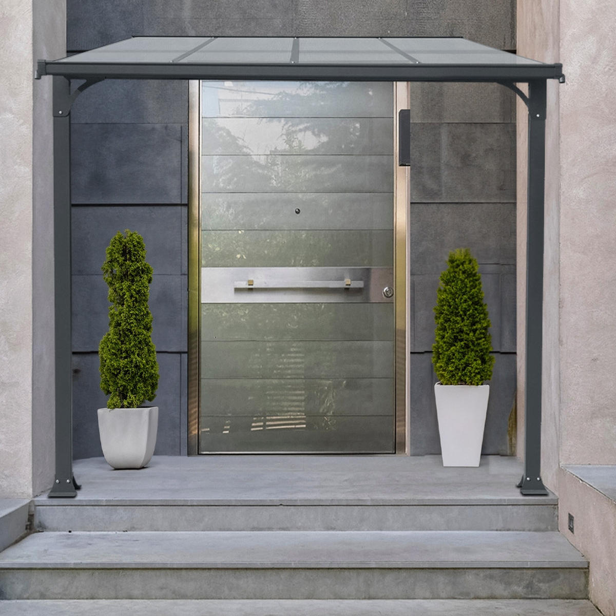 VORDACH CUBIS L - L - Anthrazit, Metall (294/258/150cm) - Home Deluxe