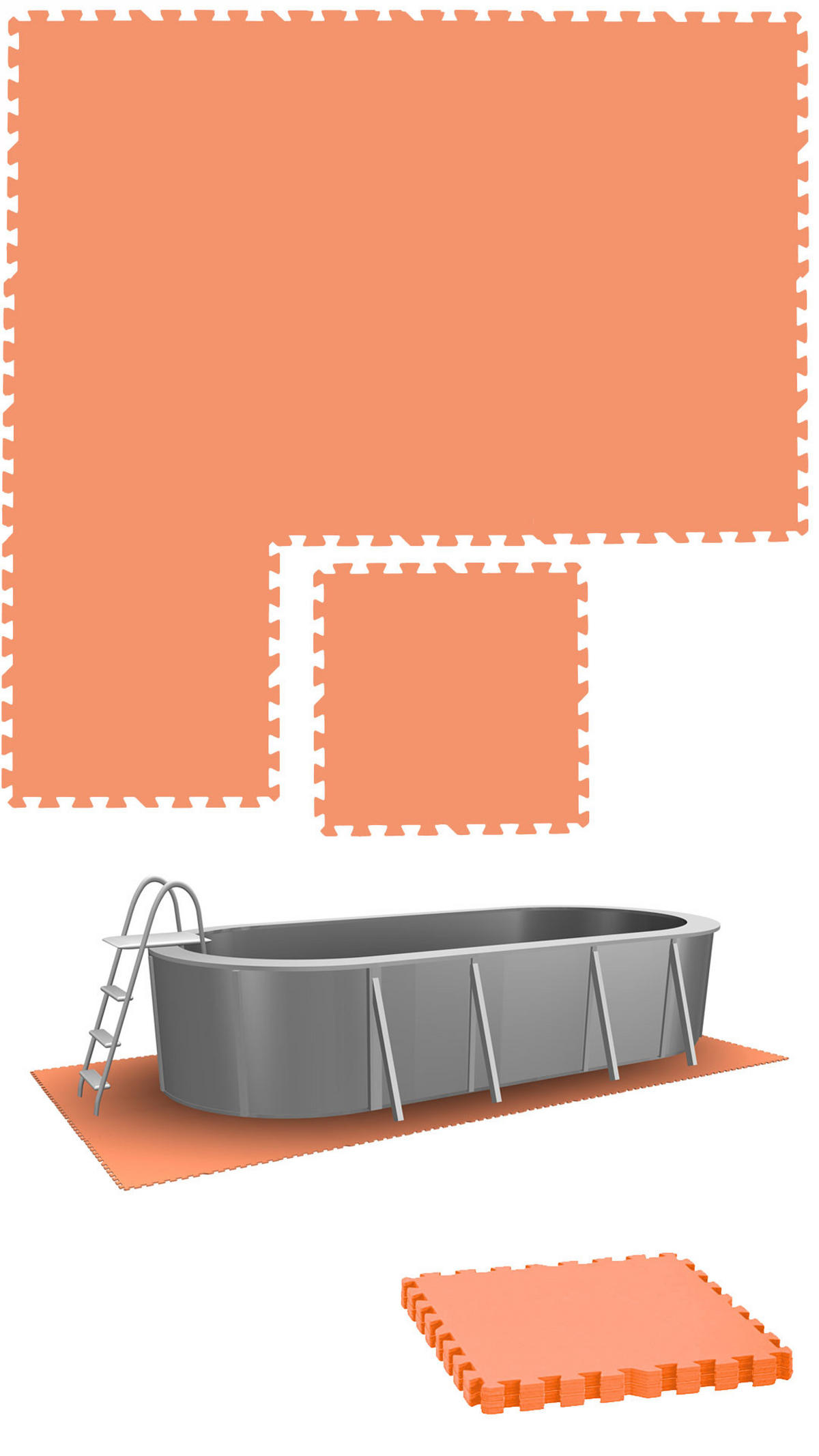 POOLMATTEN 1,9m² 8 EVA Matten 50 cm Terra cotta - Orange, Kunststoff (50/50cm) - eyepower
