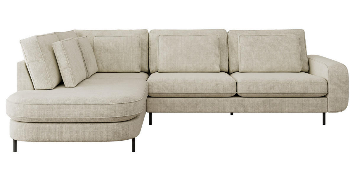 ROHOVÁ SEDAČKA CALENO L - Krémový hladký senil - Pravá Strana - černá/krémová, kov/textil (317/225cm) - MKS