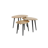 COUCHTISCH-SET PALINA Braun Akazie - Schwarz/Braun, Holz/Metall (90/55/50cm) - KAWOLA