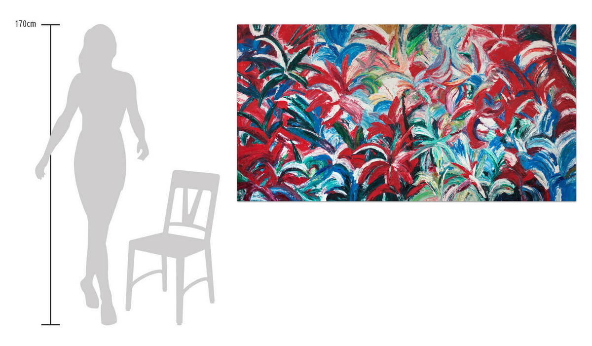 XXL ÖLGEMÄLDE Blau 200/100 cm - Blau/Rot, Textil (200/100cm) - KUNSTLOFT