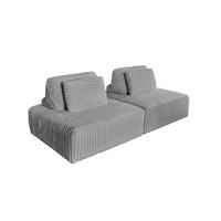 MODULSOFA WIOLO SOFT 2 MODULE 2 KISSEN Grau Cord - Schwarz/Grau, Kunststoff/Textil (222/84/111cm) - KAWOLA