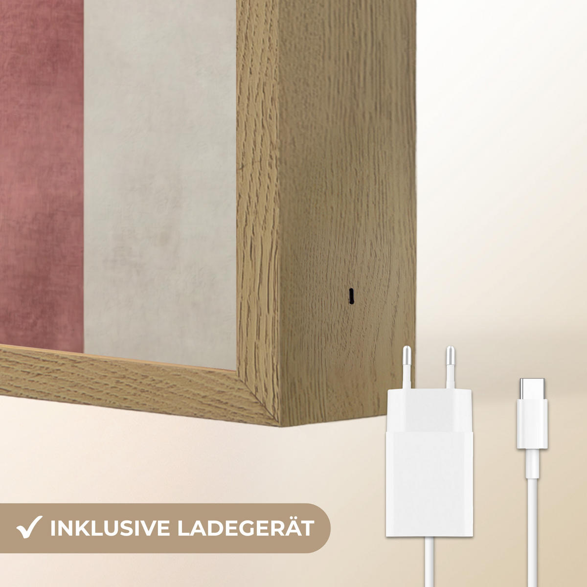 NÁSTĚNNÁ LAMPA S AKUMULÁTOREM Postavy - Abstraktní - Růžová 40x60 cm - starorůžová, kompozitní dřevo (40/60/8cm) - OnlyWow