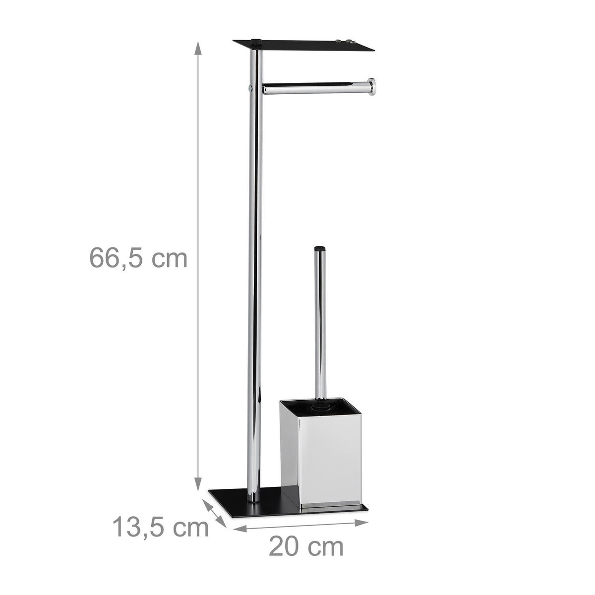 WC Garnitur - Silberfarben, Kunststoff/Metall (20/66.5/13.5cm) - Relaxdays