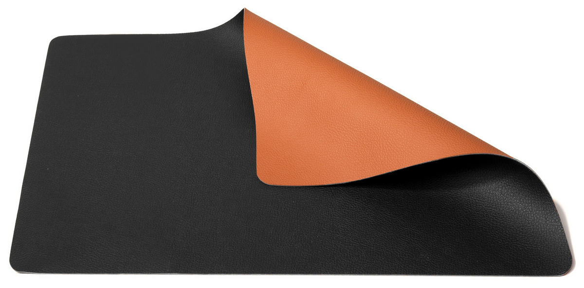 TISCHSET s - Doppelseitig - Veganes Leder - Cognac / Schwarz 46 x 33 cm - 6 Stück - Braun, Kunststoff (33/46cm) - Cookinglife