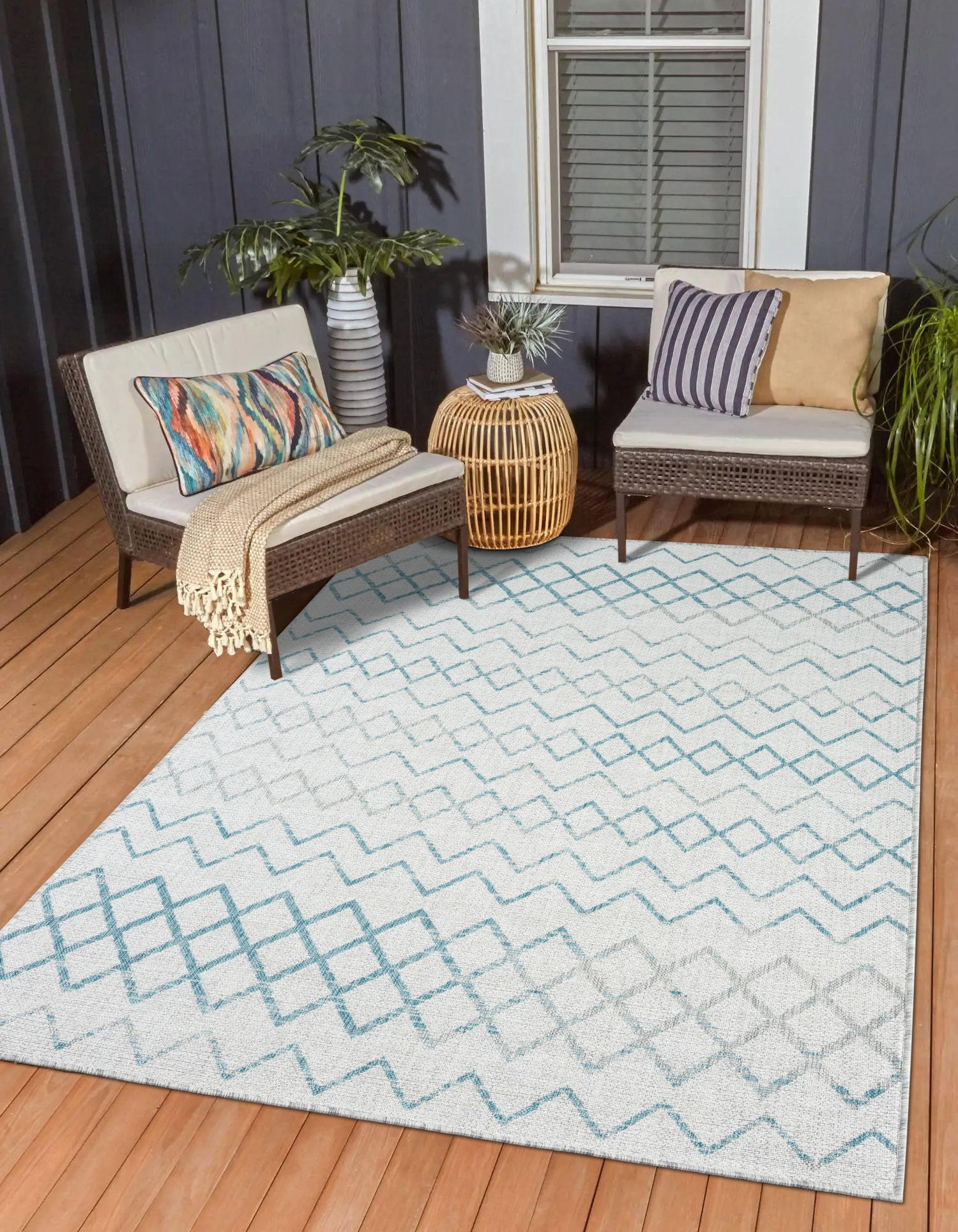OUTDOORTEPPICH Lumina Petrol,Hellgrau,Creme 160/230 cm - Petrol, Textil (160/230cm) - My-Rug