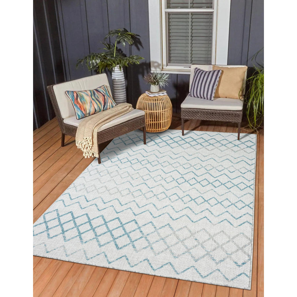 Thumbnail - My-Rug Outdoorteppich, Petrol, Textil, Rechteckig, 100x160 cm, UV-beständig, pflegeleicht, wasserabweisend, für Fußboden...