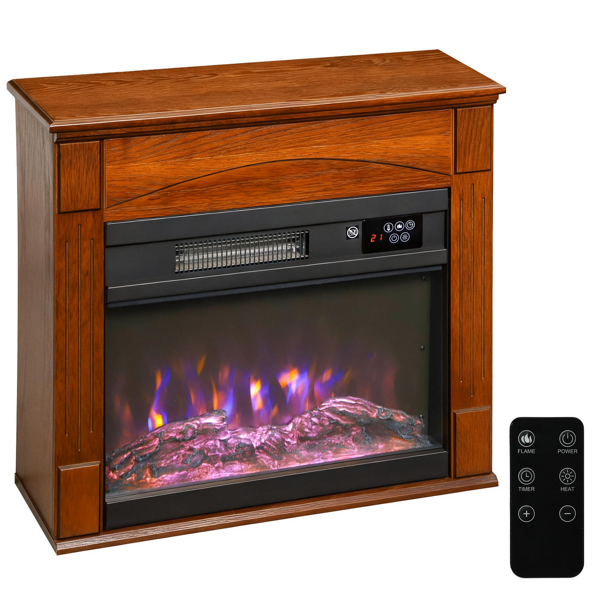 ELEKTROKAMIN DE-17072 3D-Flammeneffekt 6 Farben Braun - Braun, Holzwerkstoff (68.5/63/27.5cm) - ComfortXL