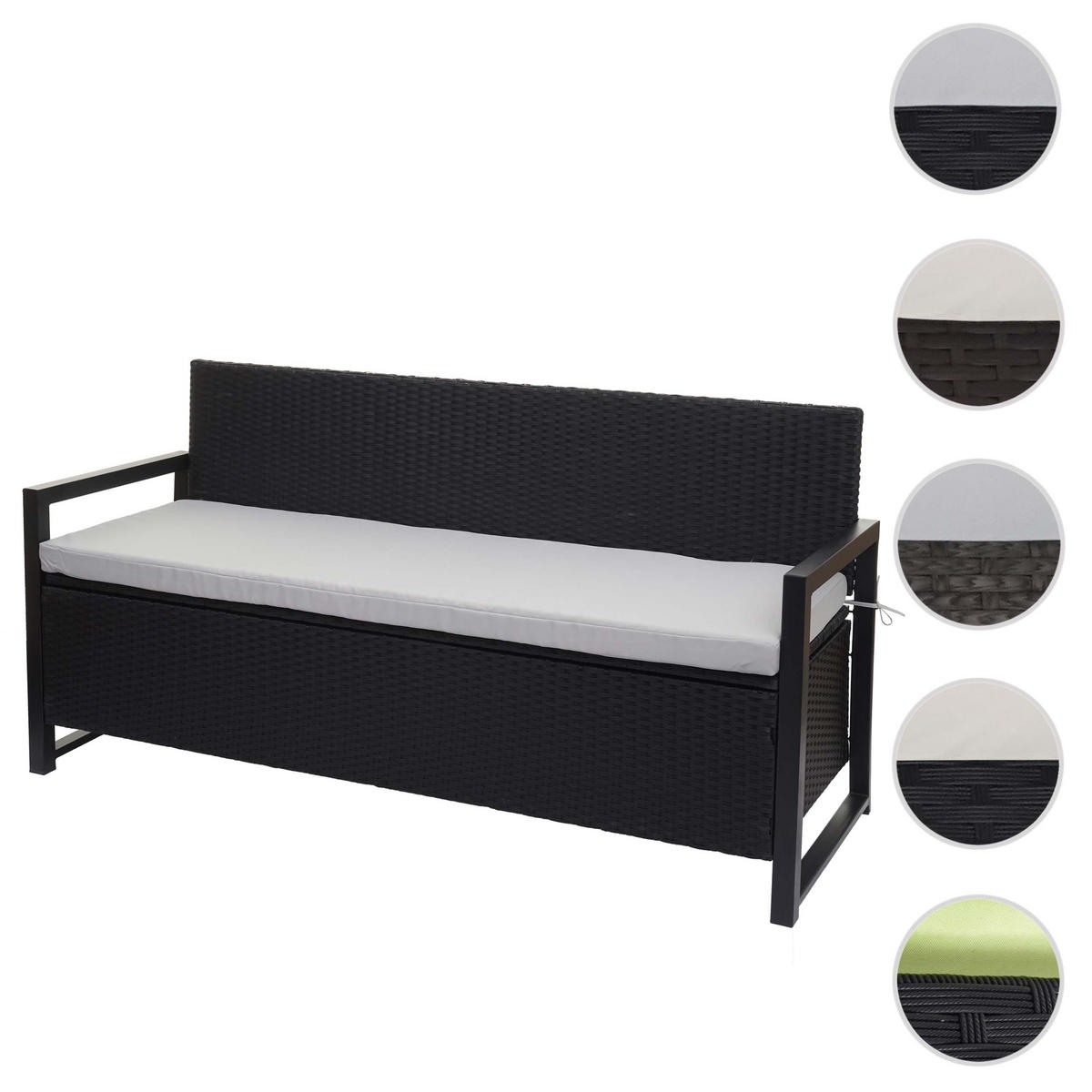 POLY-RATTAN 3ER SITZBANK Anthrazit, Grau - Anthrazit/Grau, Kunststoff (164/87/57cm) - MCW