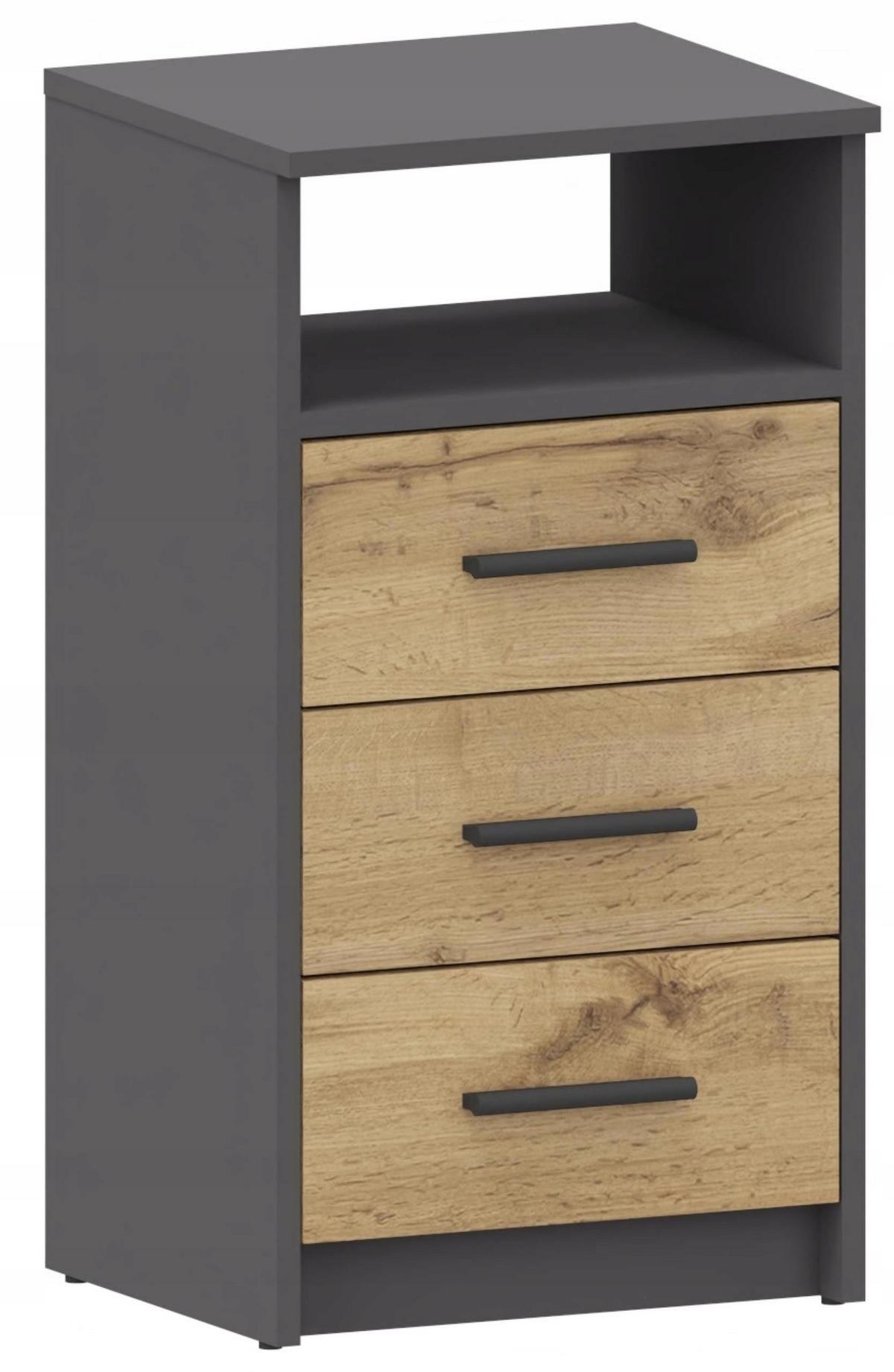 KOMMODE 3SO Anthrazit-Wotan Eiche 40/35/75 cm - Anthrazit/Eiche Wotan, Holzwerkstoff (40/75/35cm) - Matkam Möbel