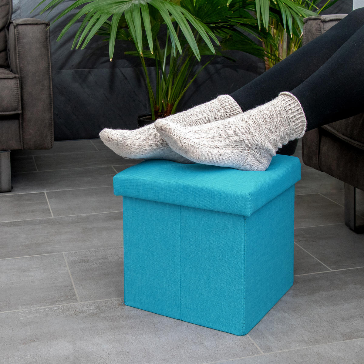 SITZBOX Faltbar 30/30/30 cm (Blau) - Hellblau, Textil (30/30/30cm) - Intirilife