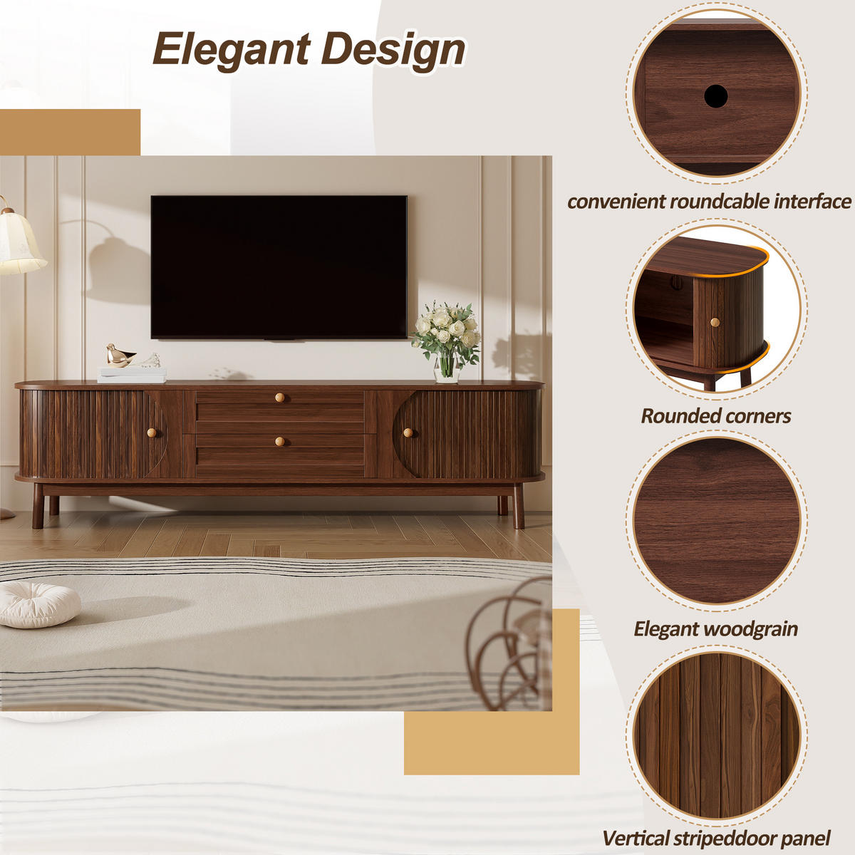 TV-LOWBOARD Nussbaumfarben 170/39.5/46 cm - Walnussfarben, Holzwerkstoff (170/46/39.5cm) - PANGIVO