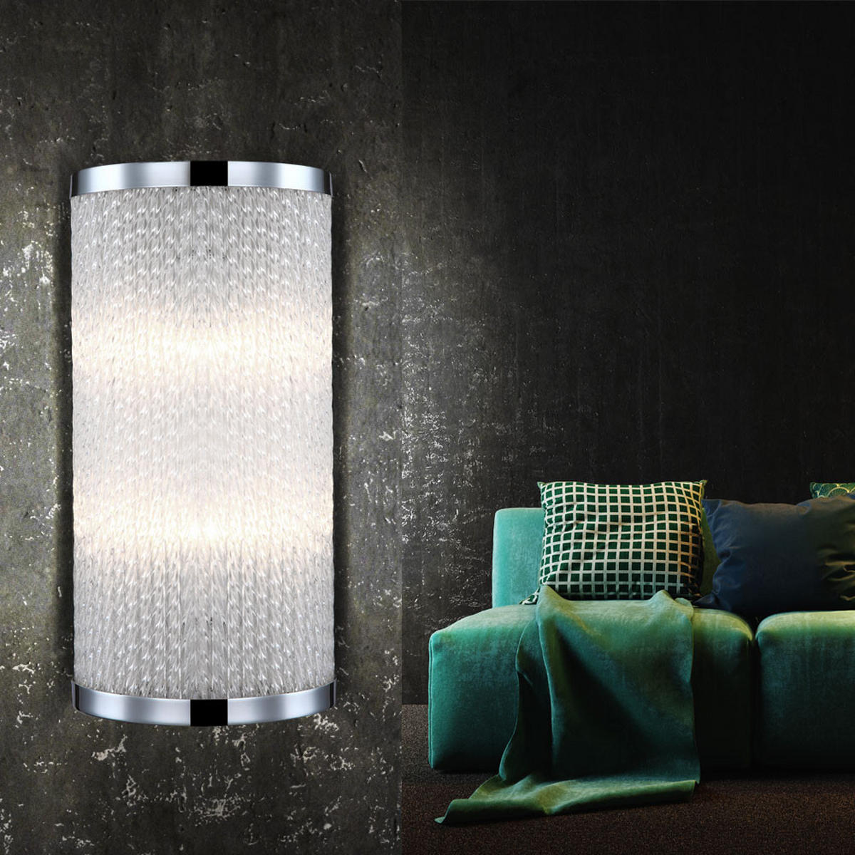 WANDLEUCHTE Karl Metall Silber - Silberfarben, Glas (15/30/7.7cm) - Globo Lighting