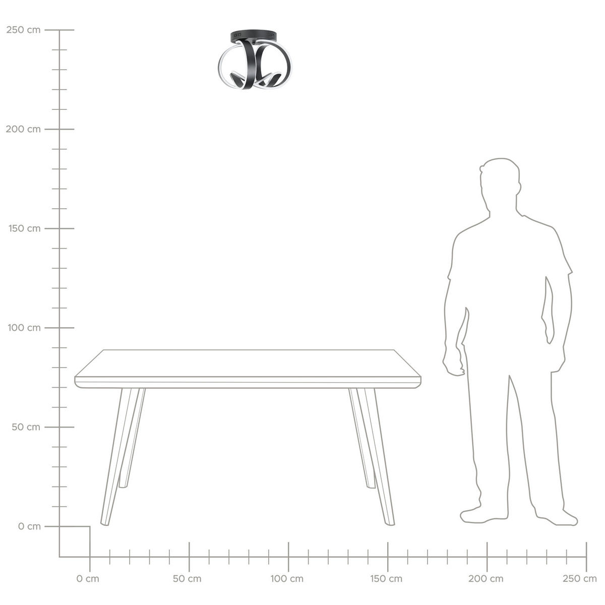 DECKENLEUCHTE Nura 34/34/30 cm - Schwarz, Metall (34/34/30cm) - Beliani