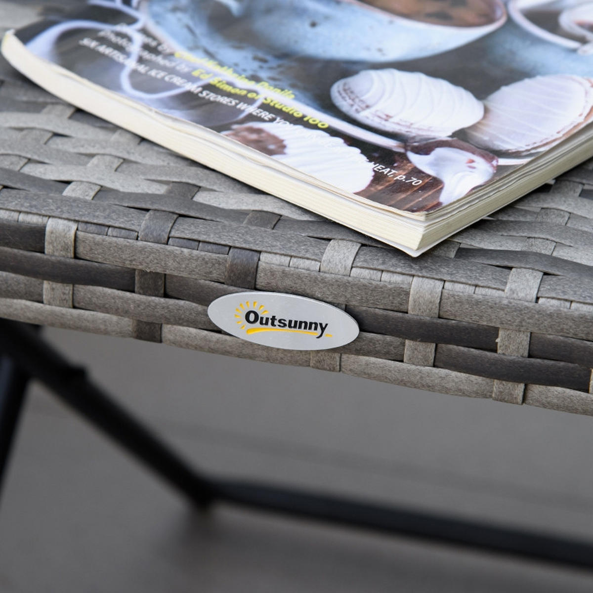 GARTENTISCH 40x40x40 cm klappbar Polyrattan grau - Grau, Naturmaterialien (40/40/40cm) - LEBENLANG