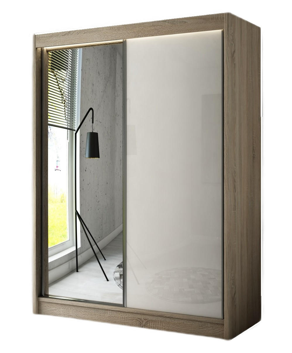 SCHRANK Sonoma Eiche Velis Schiebetür Mit Spiegel 120 cm - Multicolor, Holzwerkstoff (120/215/61cm) - Sepro Meble