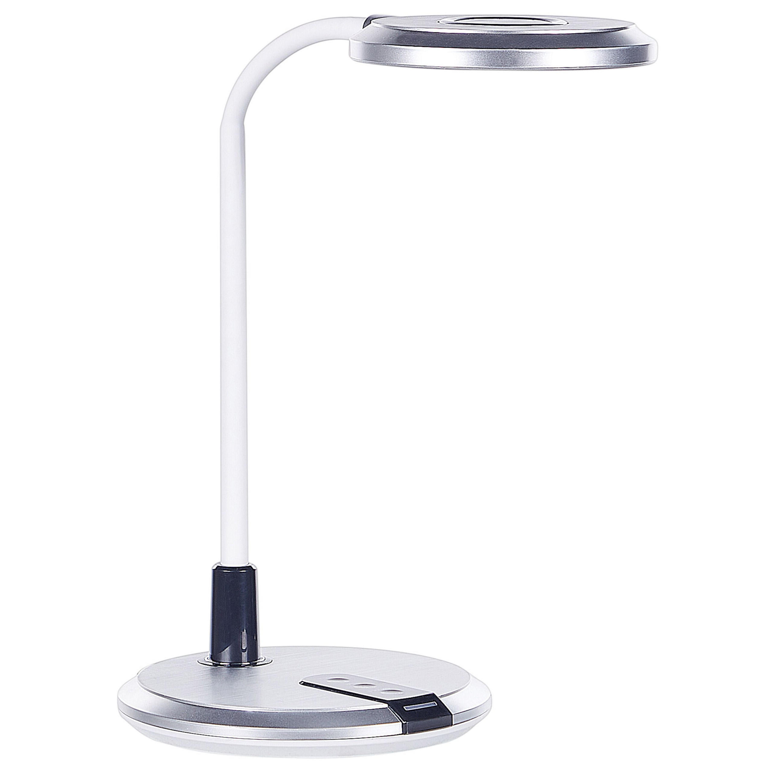 SCHREIBTISCHLAMPE Columba 19/19/43 cm - Silberfarben, Kunststoff (19/19/43cm) - Beliani