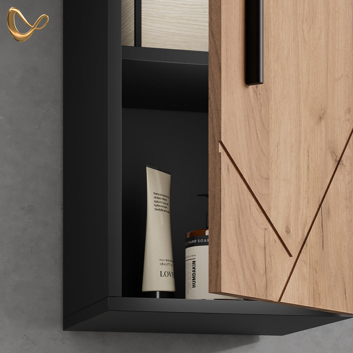 BADSCHRANK Ronco Goldkraft Eiche/Anthrazit 30 x 59 cm - Honigeiche/Anthrazit, Holzwerkstoff (30/59/24cm) - Livinity®