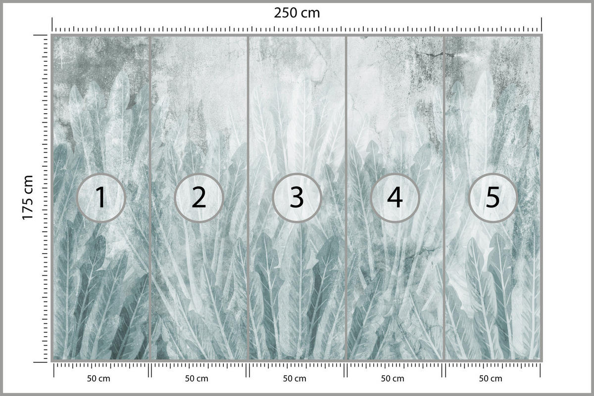 FOTOTAPETE Bananenstauden auf Beton 250x175 - Blau/Grau, Papier (250/175cm) - Muralo