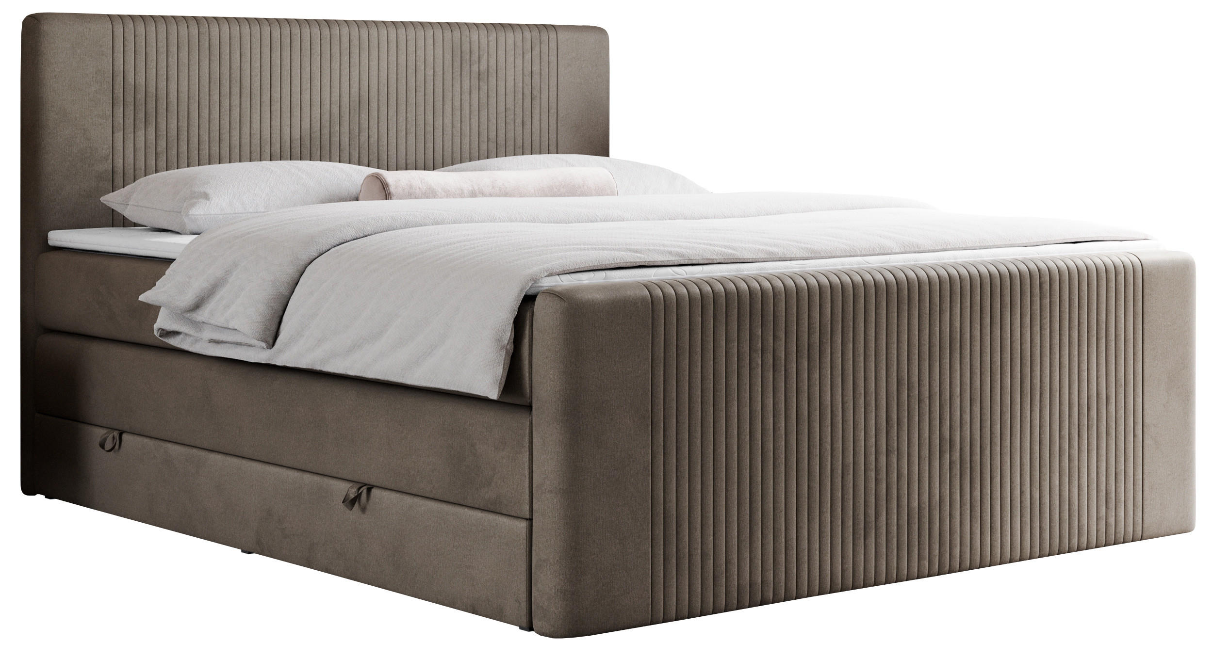 BOXSPRINGBETT KING DOREN 140/200 Braun Velvet - H3 - Braun, Holz/Textil (140/200cm) - MKS