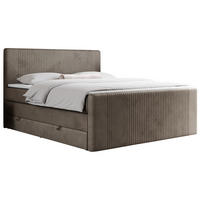 BOXSPRINGBETT KING DOREN 140/200 Braun Velvet - H4 - Braun, Holz/Textil (140/200cm) - MKS