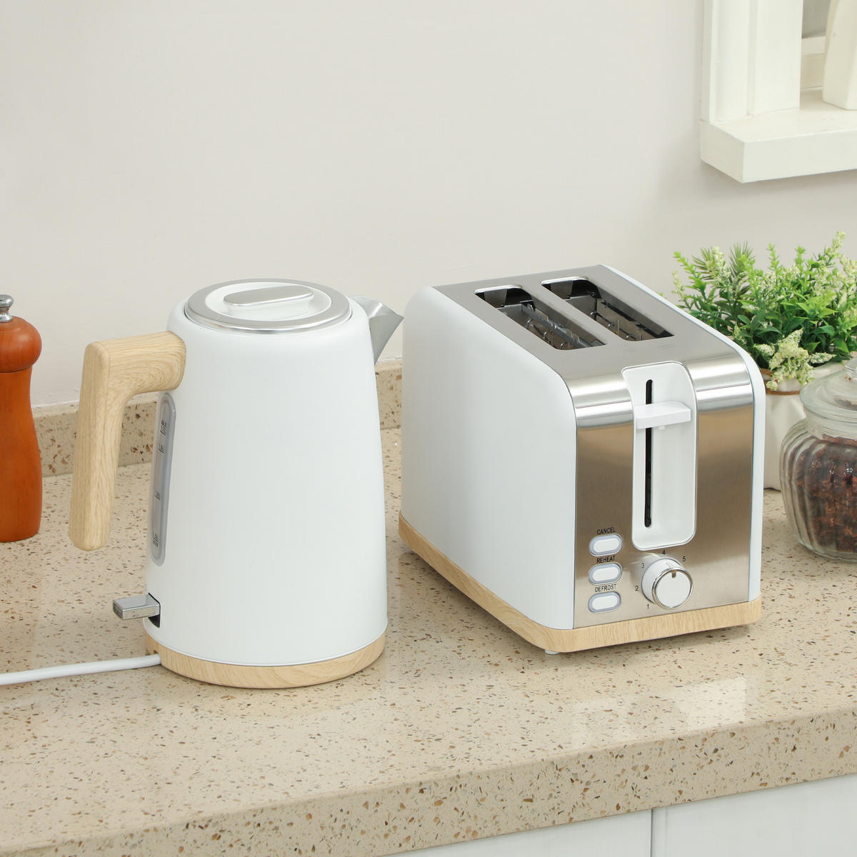 WASSERKOCHER-TOASTER-SET DE-17467 Weiß - Weiß, Metall (15.6/23.9/22.4cm) - ComfortXL
