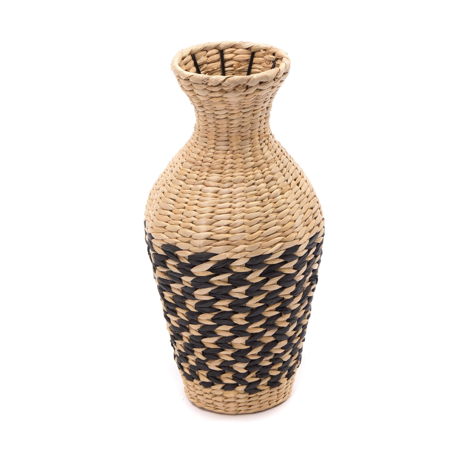 VASE Cuadro 40 cm, geflochtenes Stroh natur-schwarz - Naturfarben, Naturmaterialien (42cm) - CREEDWOOD
