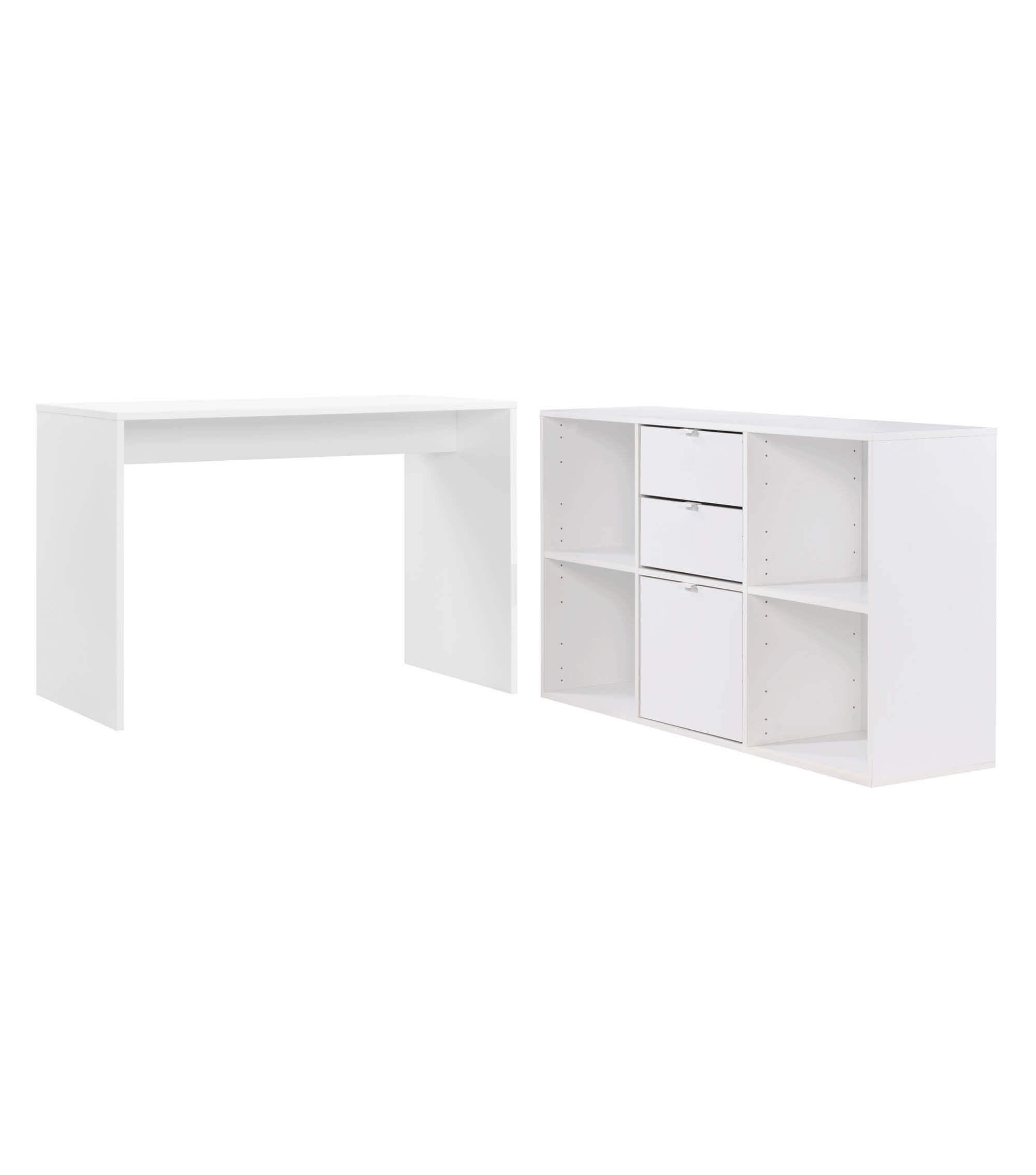 SCHREIBTISCH Der Produktive - Weiß, Holzwerkstoff (54/112/77cm) - Mokebo