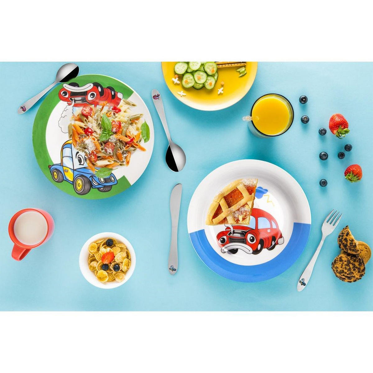 KINDERBESTECK Stahl Auto 3-teilig. - Silberfarben, Metall - Orion 