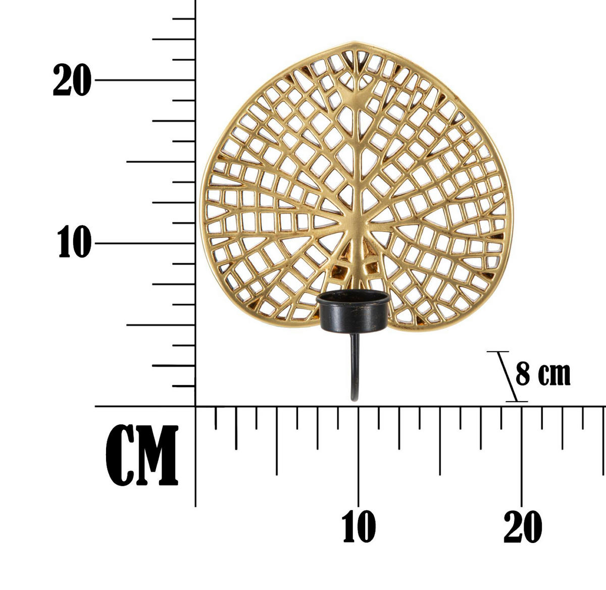 WANDKERZENHALTER Lotus, goldfarben und schwarz, Polyresin und Eisen, 20 x 8 x 22,2 cm - Goldfarben/Schwarz, Kunststoff/Metall (20/22.2/8cm) - Mauro Ferretti