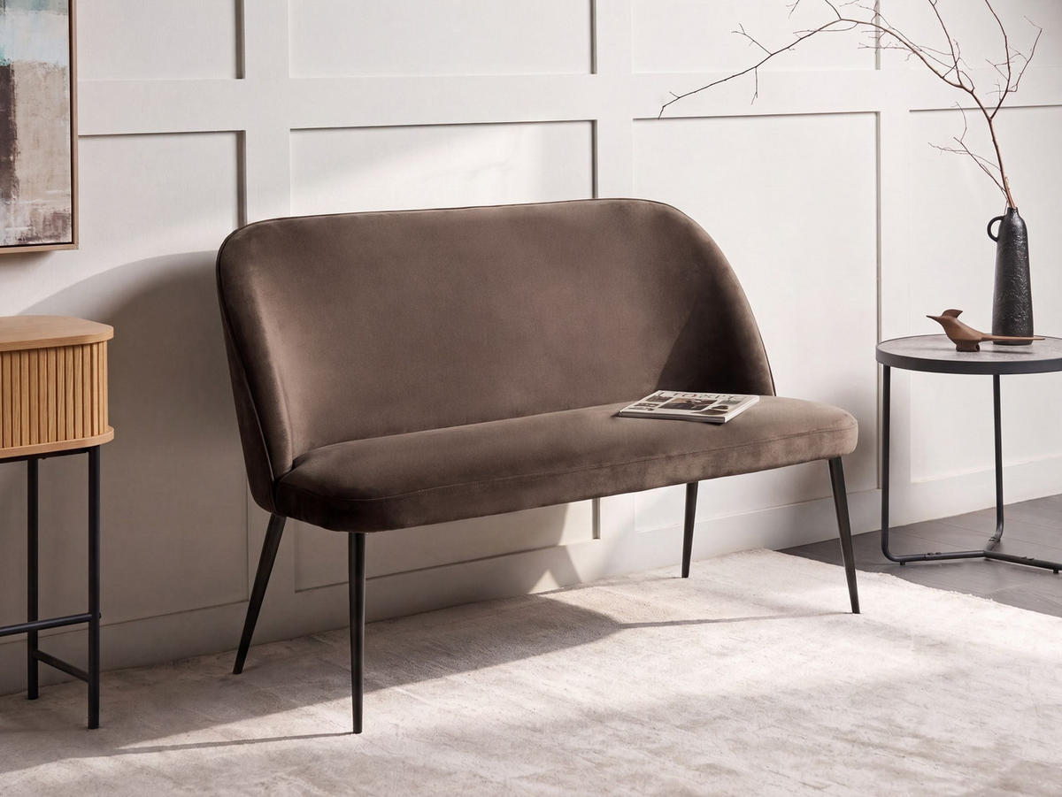 ESSZIMMERBANK 2-Sitzer Samtstoff Dunkelbraun Osby - Dunkelbraun, Textil (130/85/60cm) - Beliani